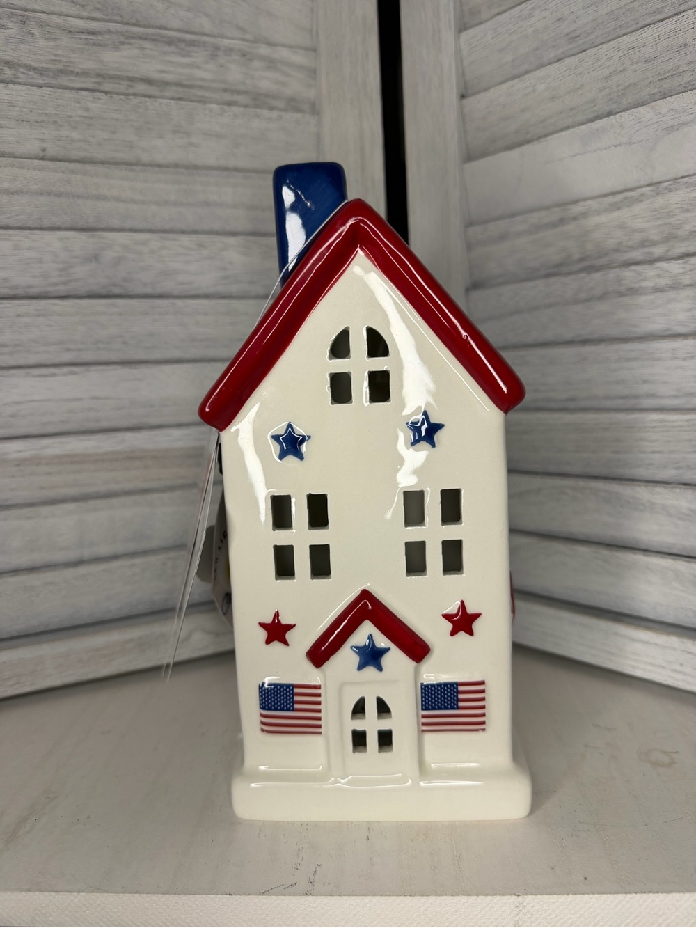 Martha Stewart  Patriotic July 4th 8.5” LED Ceramic House Americana NWT